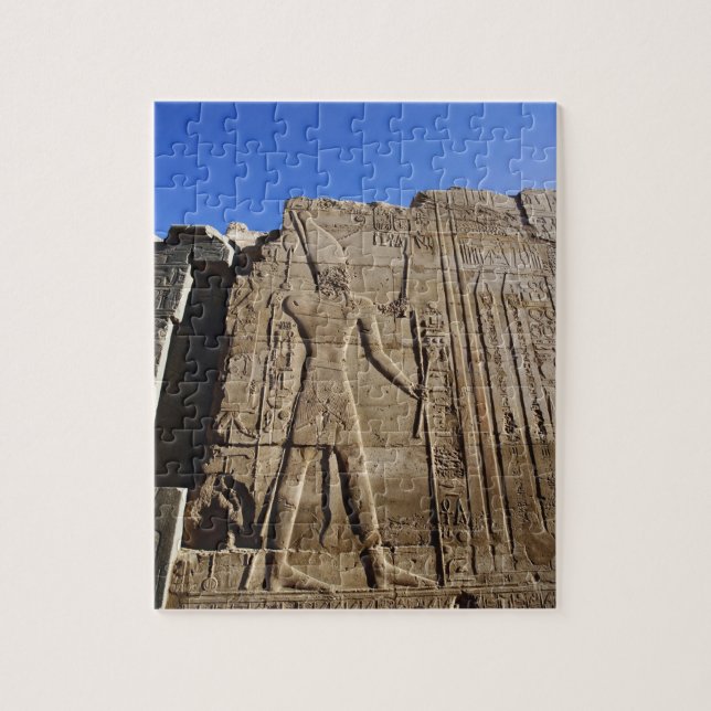 Puzzle Hiéroglyphes antiques sur le mur, temple de Karnak (Vertical)