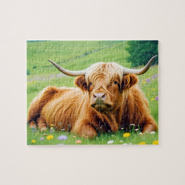 Puzzle Highland Cow Animal Nature Wildlife Affection Love (Horizontal)