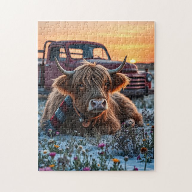 Puzzle Highland Cow Country Christmas (Vertical)