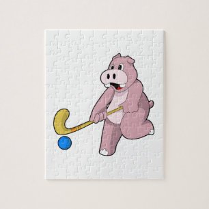 Puzzle Hippo at hockey