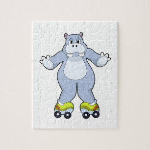 Puzzle Hippo avec patins à rouleaux