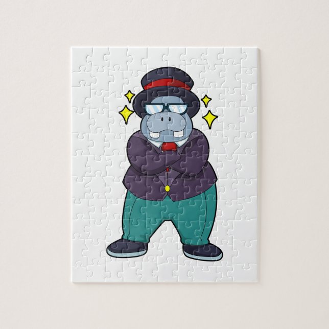 Puzzle Hippo en forme de groom avec Suit.PNG (Vertical)