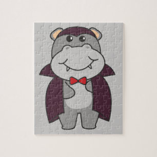 Puzzle Hippo Halloween Cute Devil Vampire costume Jigsaw