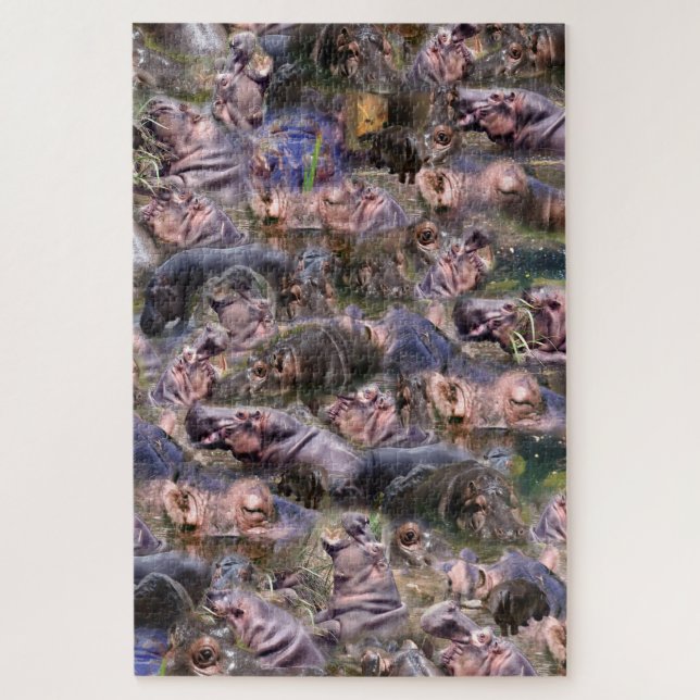 Puzzle Hippo Photo Collarge, (Vertical)