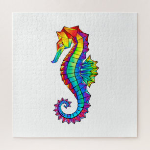 Puzzle Hippocampe polygonal arc-en-ciel