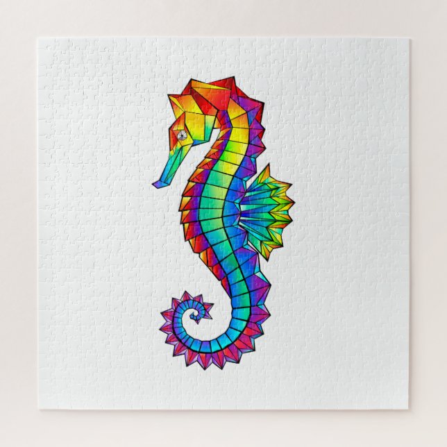 Puzzle Hippocampe polygonal arc-en-ciel (Vertical)