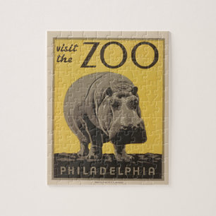 Puzzle Hippopotame vintage hippo zoo poster wpa