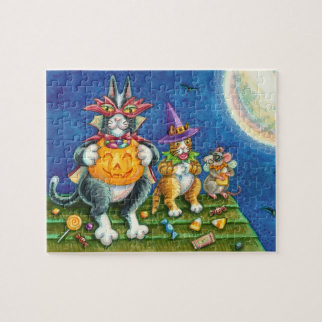 PUZZLE HISS N'FITZ CHATS, TRICK OU TRAITER FUNNY HALLOWEE (Horizontal)