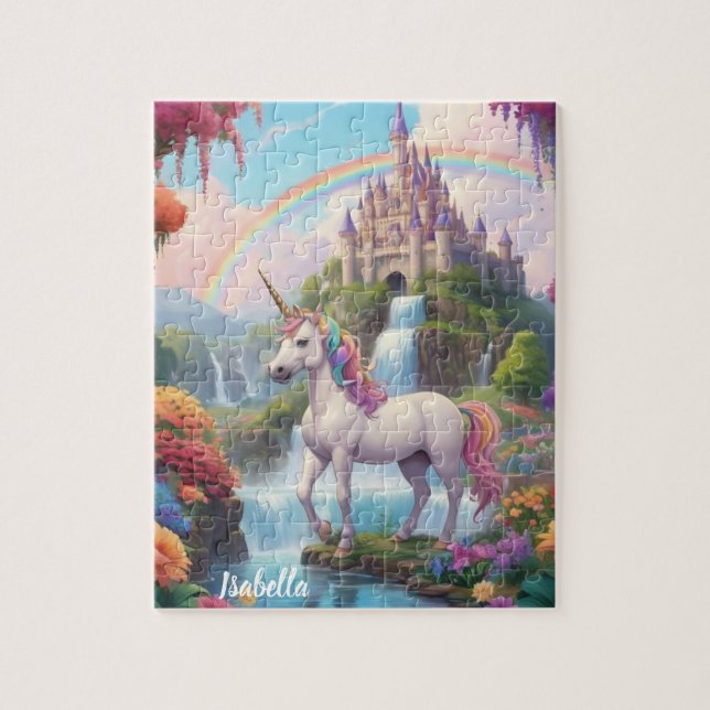 Puzzle Histoire de fée magique personnalisée Unicorne (Vertical)