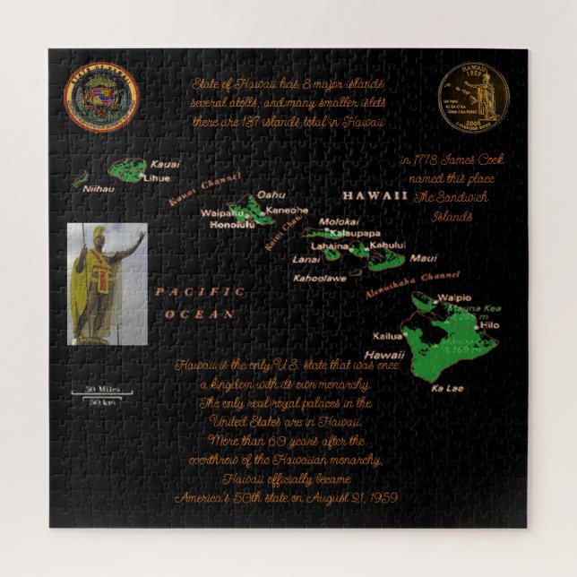 Puzzle Histoire des îles Hawaii Carte postale (Vertical)
