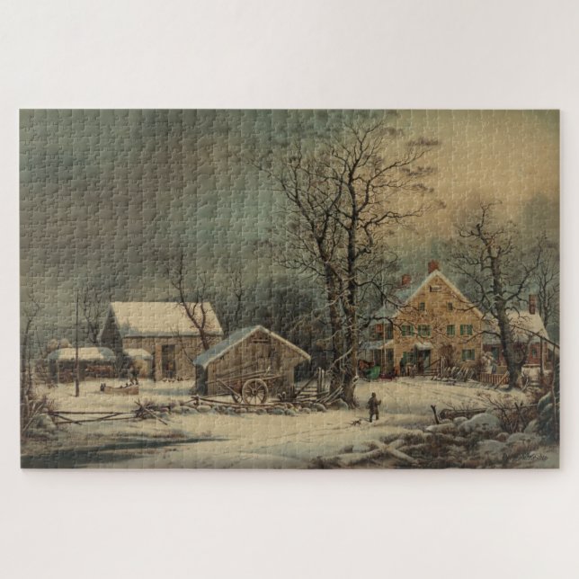 Puzzle Hiver dans le pays : un matin froid (Horizontal)