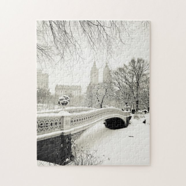 Puzzle Hiver de Central Park - neige sur le pont d'arc (Vertical)