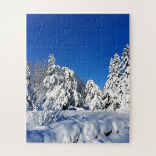 Puzzle Hiver Neige couvert arbres Publier