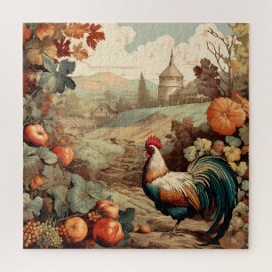 Puzzle Hiver Récolte de coq ferme grange automne couleurs