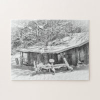 Hiver Rural Scène Grange & Râteau - Tennessee Phot