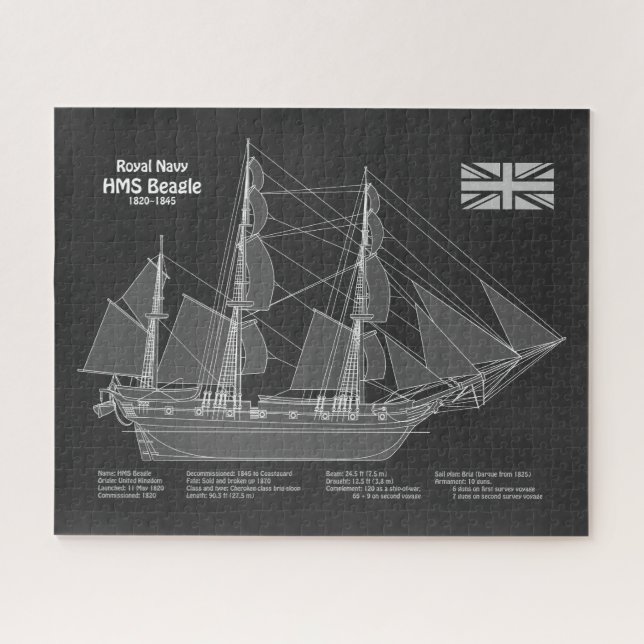 Puzzle HMS Beagle - Grand navire - Modèle de livraison PB (Horizontal)