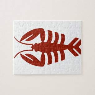 Puzzle Homard Vintage en Rouge, Art Déco Fruits de Mer