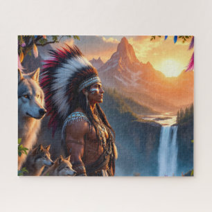 Puzzle Homme Amérindien Avec Loup