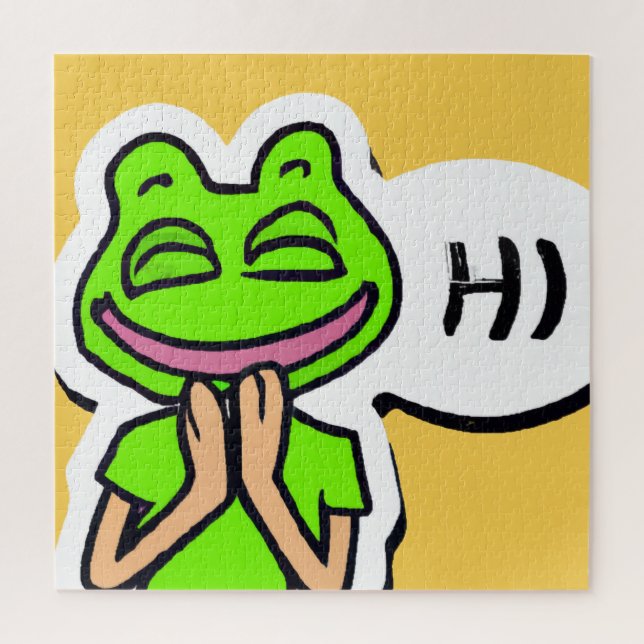 Puzzle Homme avec tête de grenouille souriante sur Jaune  (Vertical)