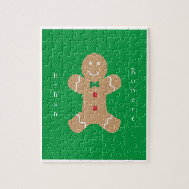 Puzzle Homme en pain d'épices avec nom personnalisé verti (Vertical)