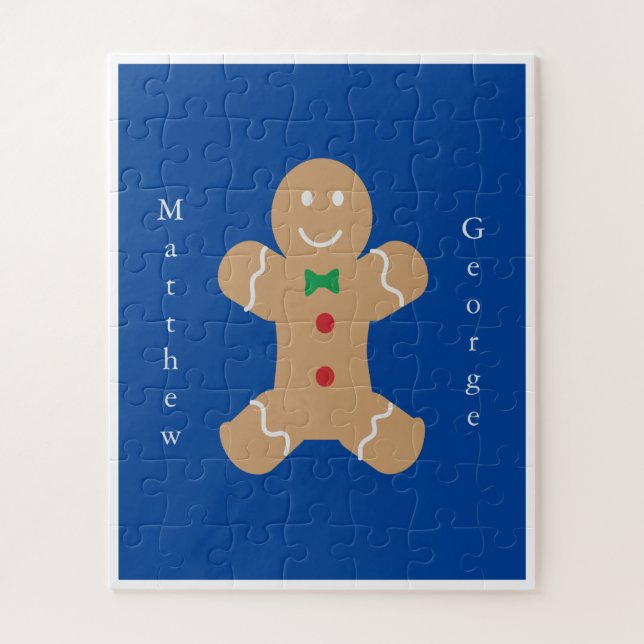 Puzzle Homme en pain d'épices avec nom personnalisé verti (Vertical)