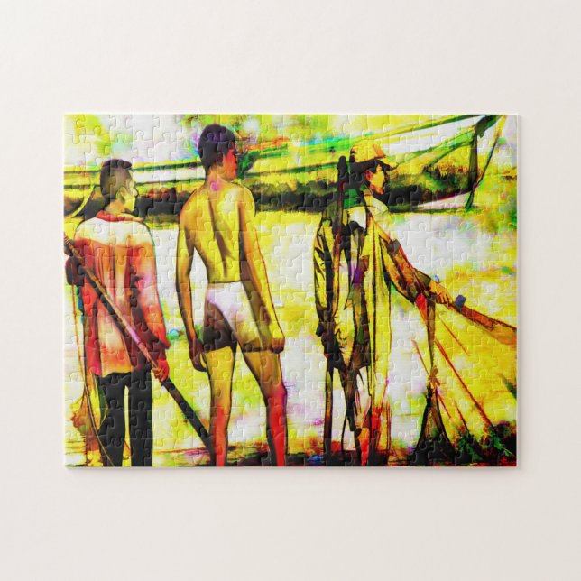 Puzzle Homme Pêche avec filet (Horizontal)