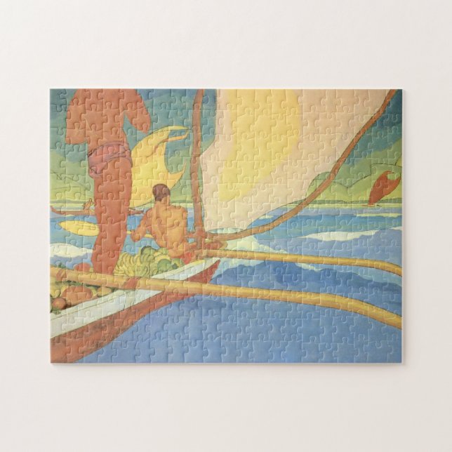 Puzzle "Hommes dans un canoë de tangon dirigé pour Shore (Horizontal)