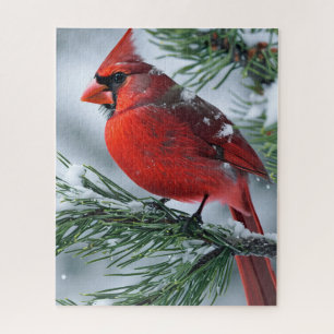 Puzzle Hommes d'hiver Cardinal Bird Pine Mariage de Noël