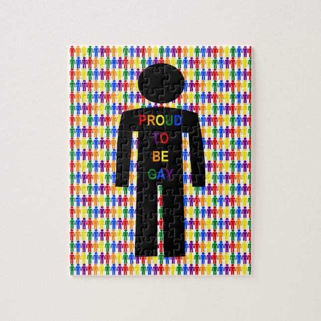 Puzzle Hommes gays LGBTQ Silhouette et arc-en-ciel (Vertical)