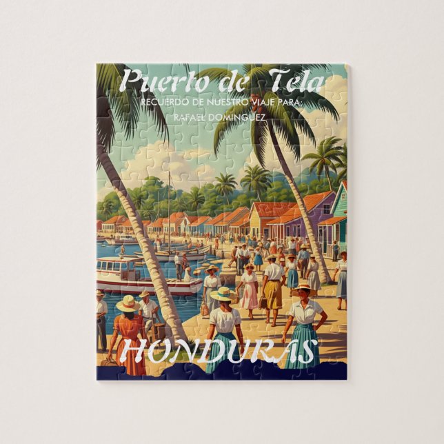 Puzzle  Honduras Puerto Tela Retro poster (Vertical)