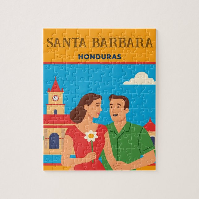 Puzzle  Honduras Santa Barbara Retro poster (Vertical)