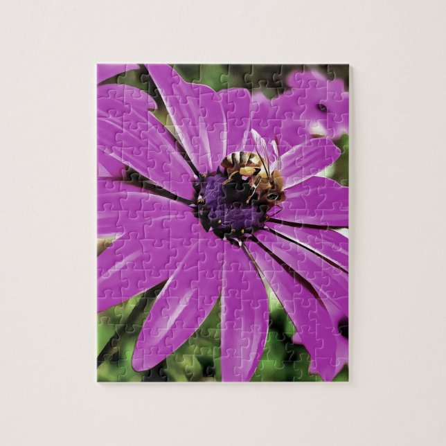 Puzzle Honey Bee Sur Un Daisy Africain Violet (Vertical)