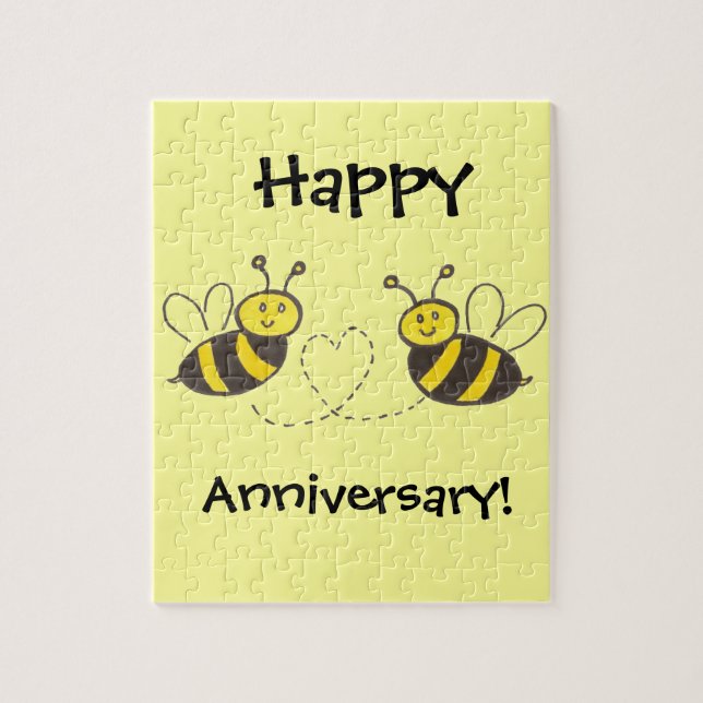 Puzzle Honey Bees with Heart (Vertical)