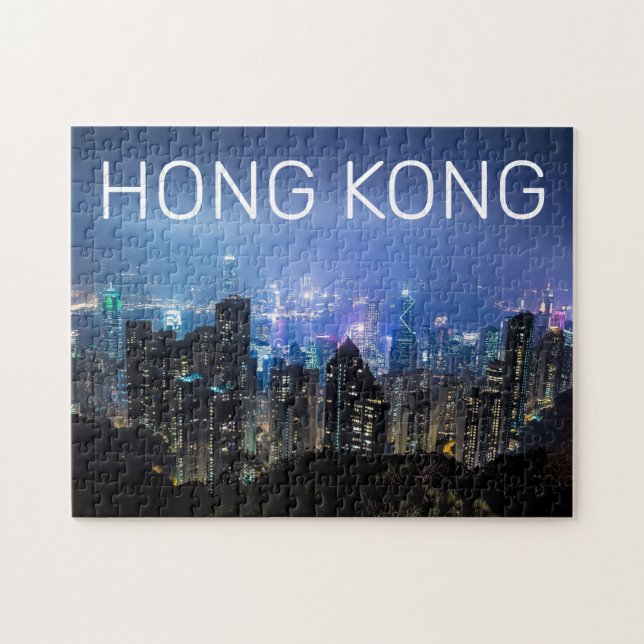 Puzzle Hong Kong Island Skyline Panorama Souvenir de nuit (Horizontal)