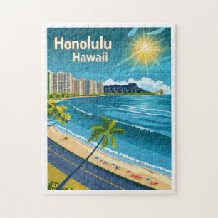 Puzzle Honolulu Hawaii - Vintage voyage de vue côtière