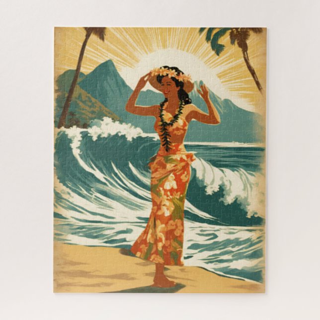 Puzzle Honolulu vintage Hawaii Mid-Pacific Travel (Vertical)
