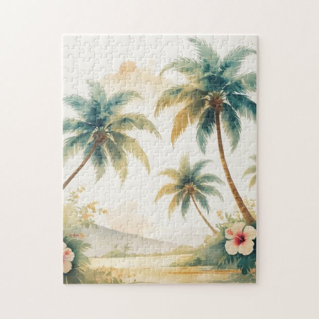 Puzzle Honolulu Voyage Hawaïen de style vintage (Vertical)