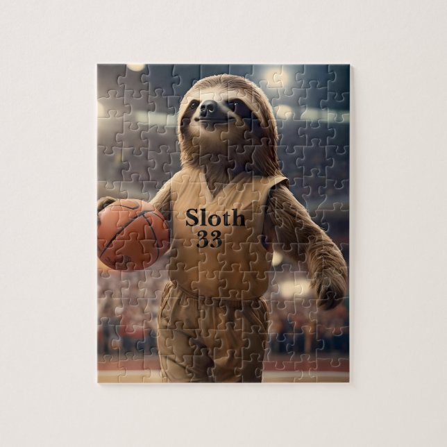 Puzzle Hoops and Hangs : Le Slam Dunking Sloth, (Vertical)