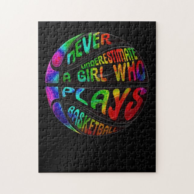 Puzzle Hoops Girls Jamais Sous-Estimer Joues Basketball (Vertical)