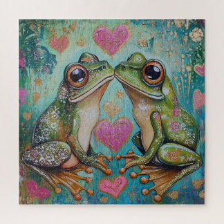 Puzzle Hoppy Love- Casse-tête Romantique de Grenouille Fa