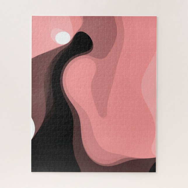 Puzzle Horizon coucher de soleil : rose, noir et blanc Ab (Vertical)