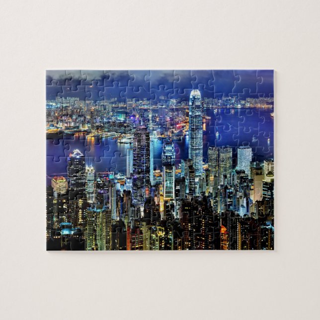 Puzzle Horizon de nuit de Hong Kong (Horizontal)