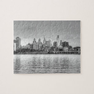 Puzzle Horizon de Philadelphie en noir et blanc