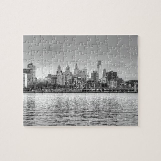 Puzzle Horizon de Philadelphie en noir et blanc (Horizontal)