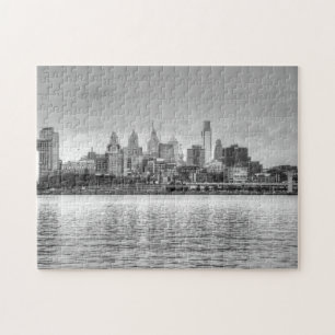 Puzzle Horizon de Philadelphie en noir et blanc