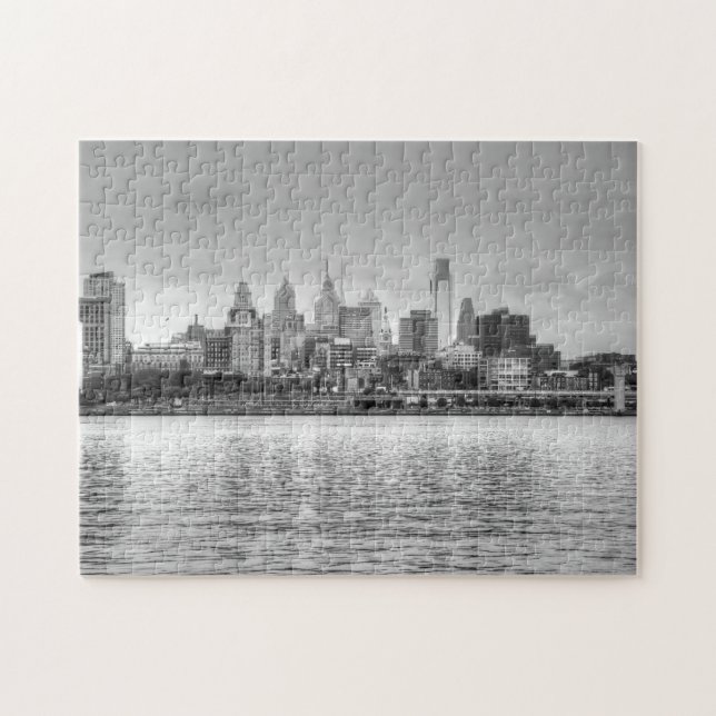 Puzzle Horizon de Philadelphie en noir et blanc (Horizontal)