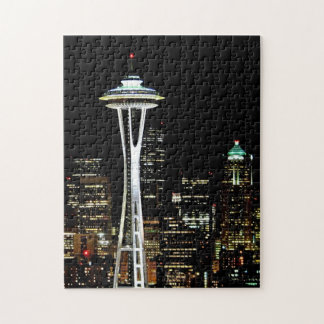 Puzzle Horizon de Seattle la nuit, avec l'aiguille de
