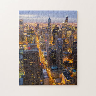 Puzzle Horizon du centre de Chicago au crépuscule