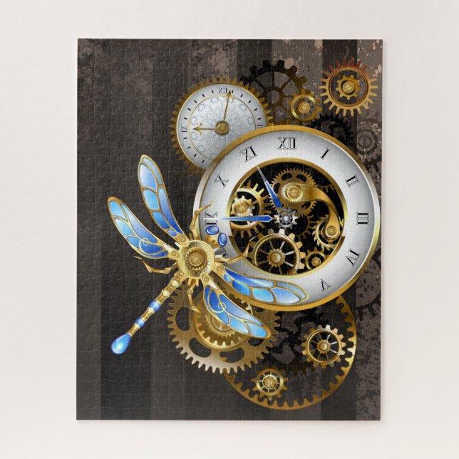 Puzzle Horloge à vapeur avec libellule mécanique (Vertical)