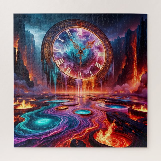 Puzzle Horloge de fusion dans un paysage de feu (Vertical)